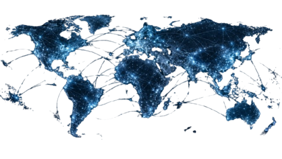 Illustrative world map with connected points